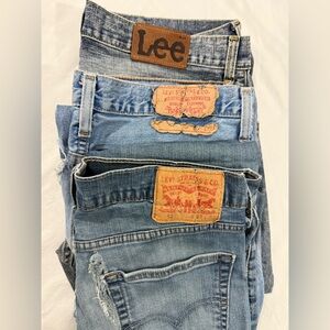 Levi’s & Lee Upcycle Bundle 3 Pair Distressed Denim Jeans Repair